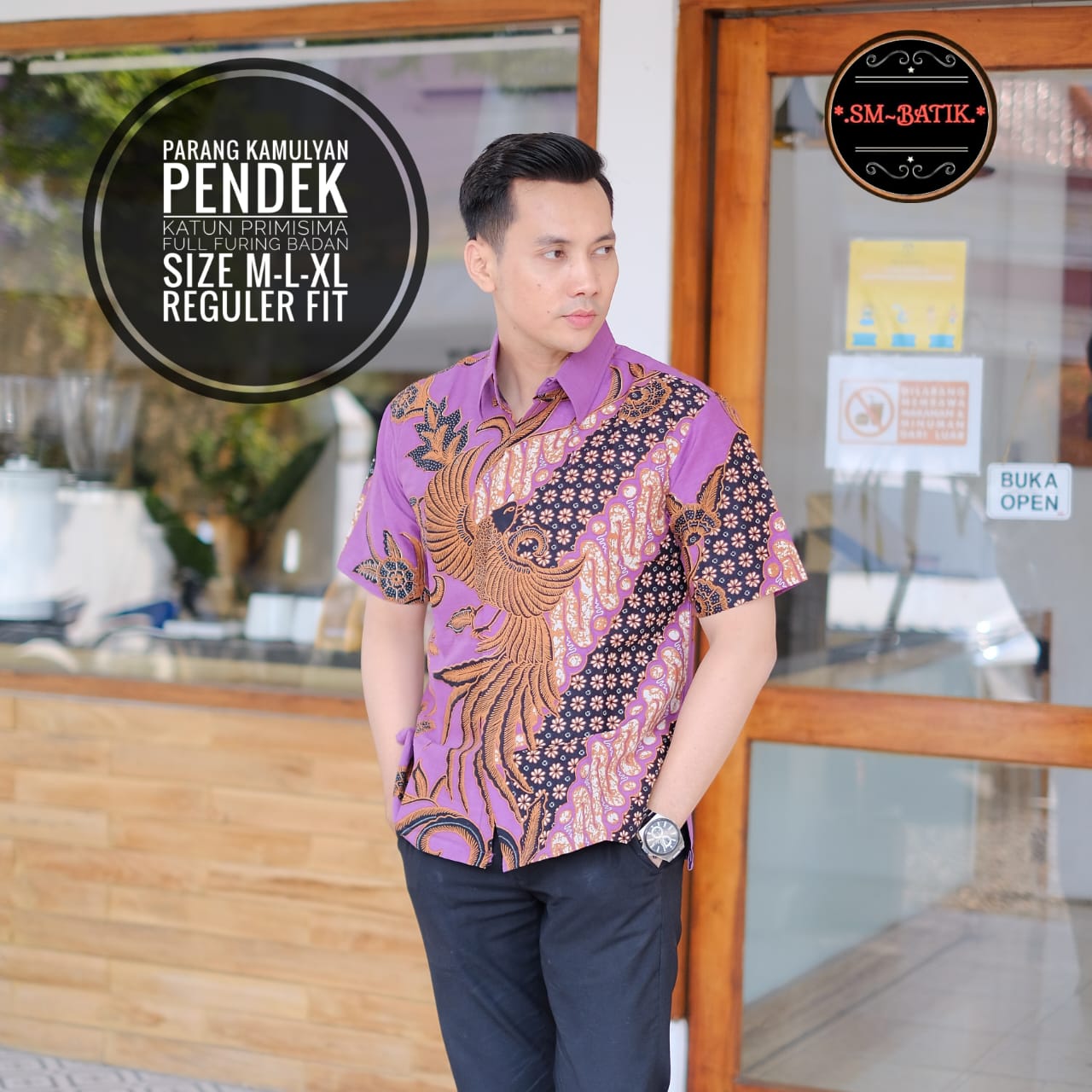 cover-PARANG KAMULYAN Kemeja Batik Pria Solo Lengan Pendek Lapis Furing BY SM-1