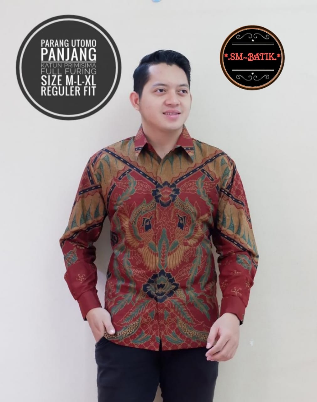 cover-PARANG UTOMO Kemeja Batik Pria Solo Lengan Panjang Lapis Furing BY SM-1
