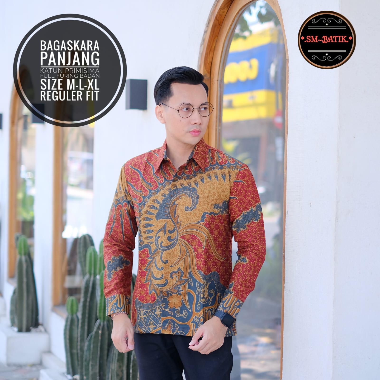 cover-BAGASKARA Kemeja Batik Pria Solo Lengan Panjang Lapis Furing BY SM-1