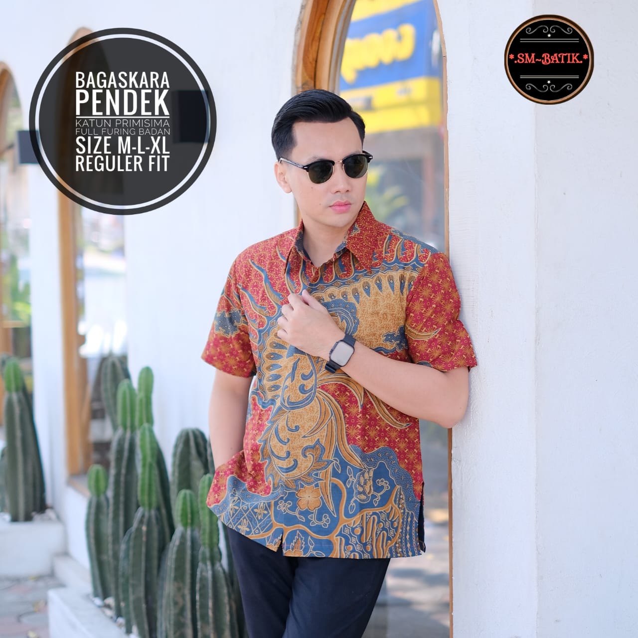 cover-BAGASKARA Kemeja Batik Pria Solo Lengan Pendek Lapis Furing BY SM-1