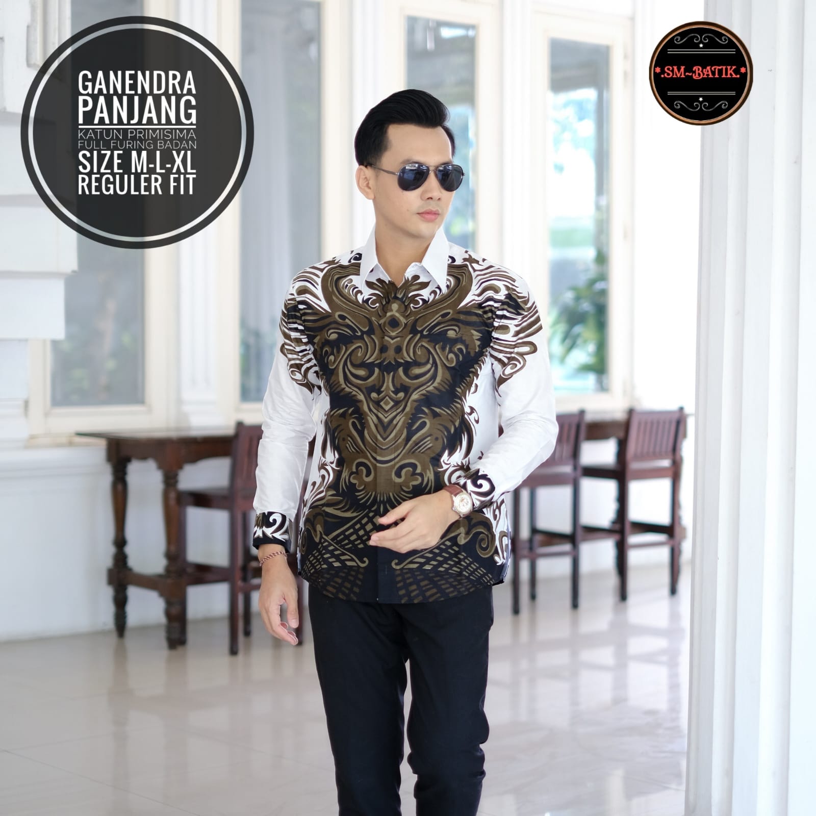 cover-GANENDRA Kemeja Batik Pria Solo Lengan Panjang Lapis Furing BY SM-1