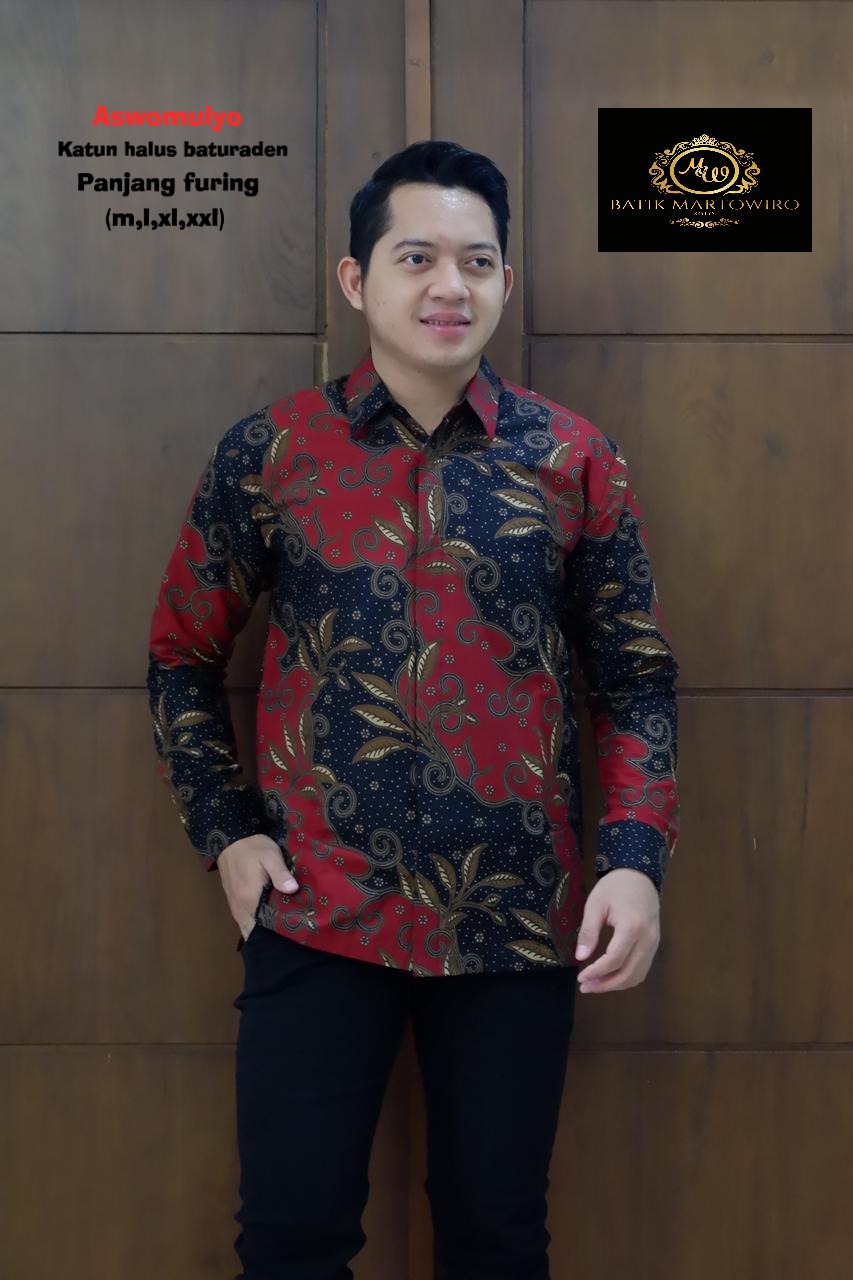 cover-ASWOMULYO MERAH KEMEJA BATIK PRIA SOLO LENGAN PANJANG LAPIS FURING BY MARTOWIRO-1