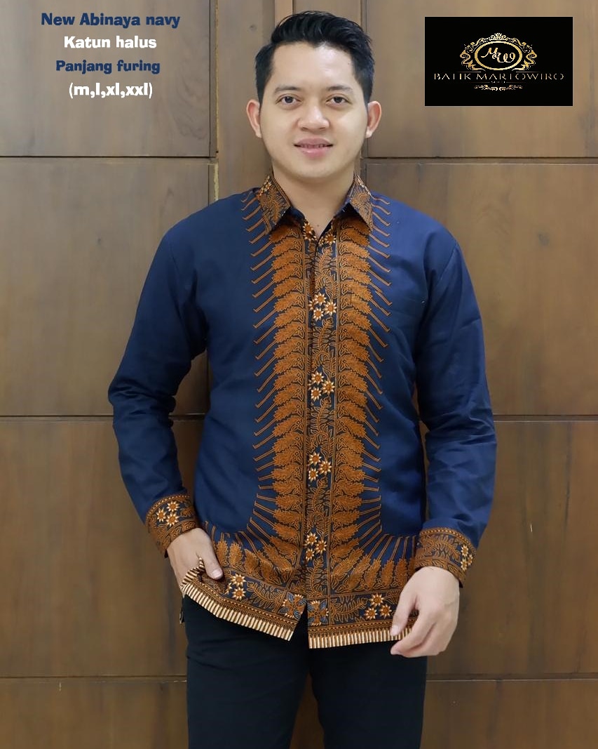 cover-NEW ABINAYA NAVY Kemeja Batik Pria Solo Lengan Panjang Lapis Furing BY MARTOWIRO-1