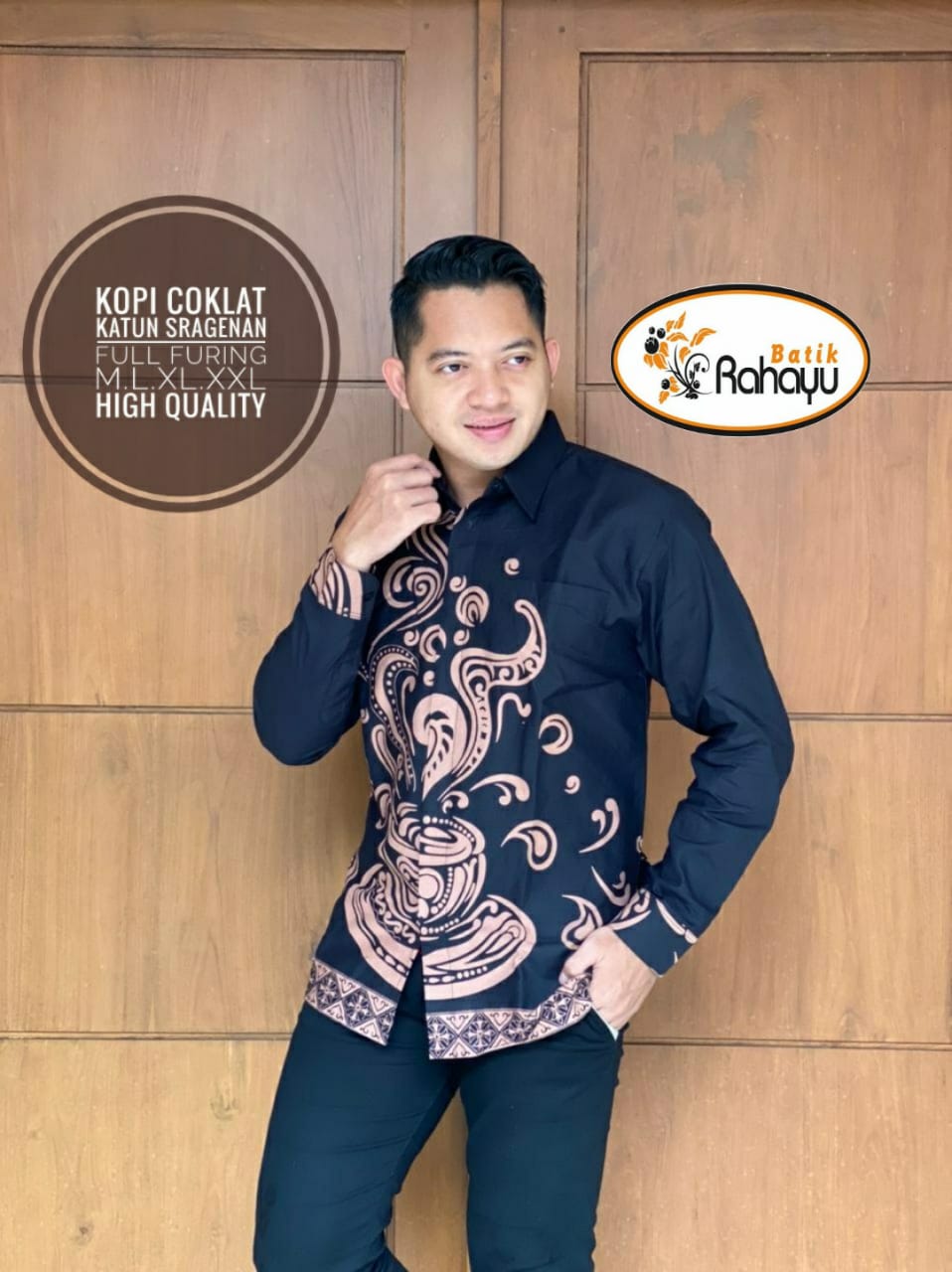 cover-KOPI COKLAT KEMEJA BATIK PRIA SOLO LENGAN PANJANG LAPIS FURING BY RAHAYU-1