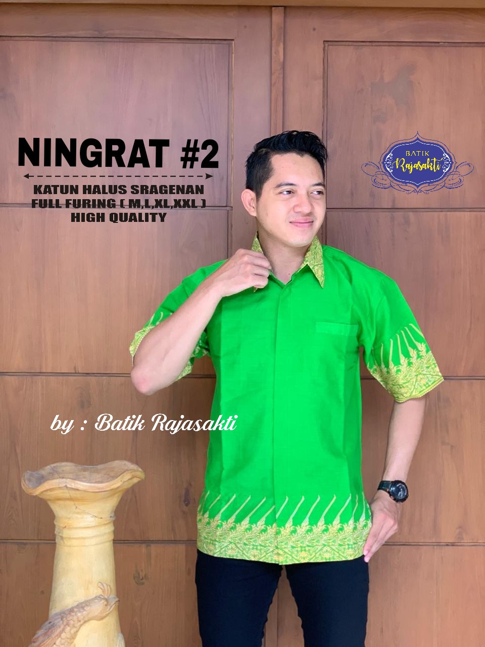 cover-NINGRAT 2 Kemeja Batik Pria Solo Lengan Pendek Lapis Furing BY RAJASAKTI-1