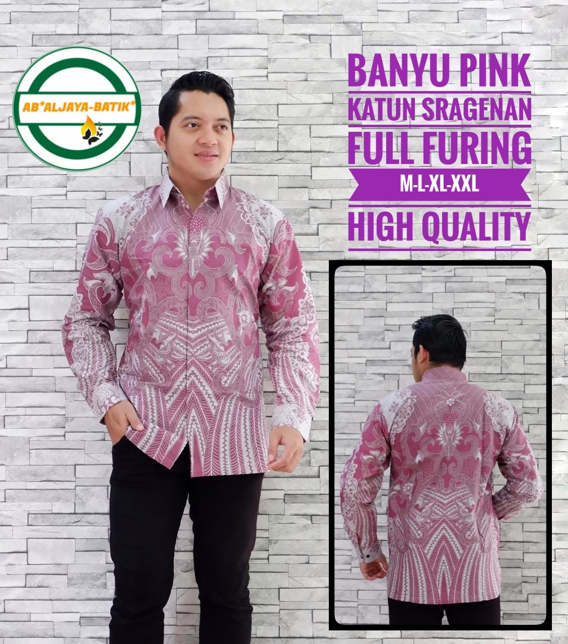 cover-BANYU PINK Kemeja Batik Pria Solo Lengan Panjang Lapis Furing BY ALJAYA-1