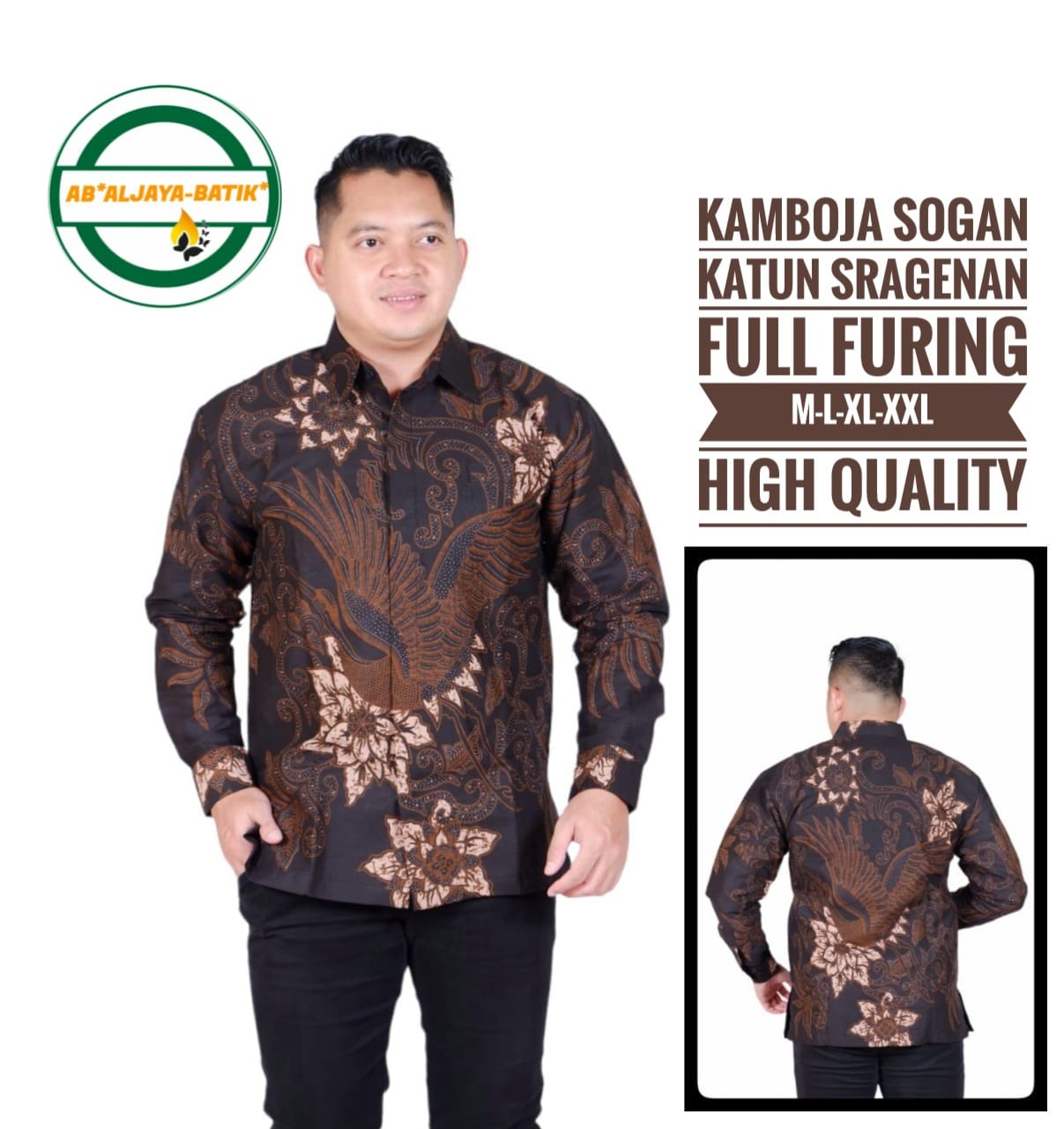cover-KAMBOJA SOGAN Kemeja Batik Pria Solo Lengan Panjang Lapis Furing BY ALJAYA-1