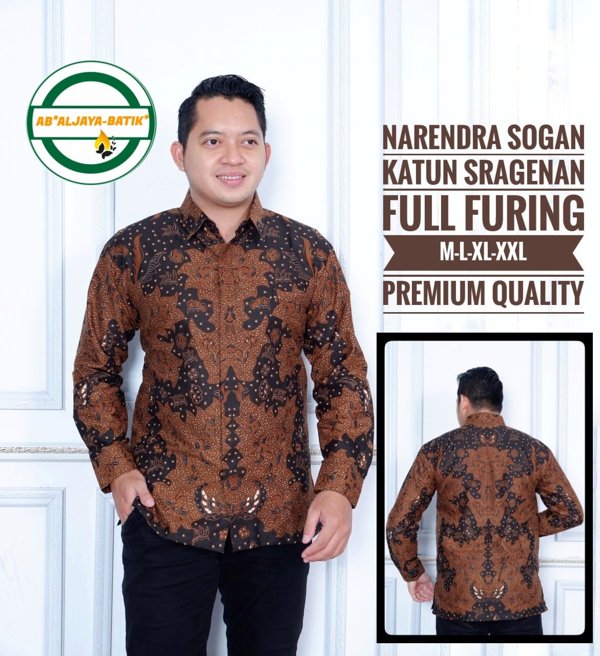 cover-NARENDRA Kemeja Batik Pria Solo Lengan Panjang Lapis Furing BY ALJAYA-1