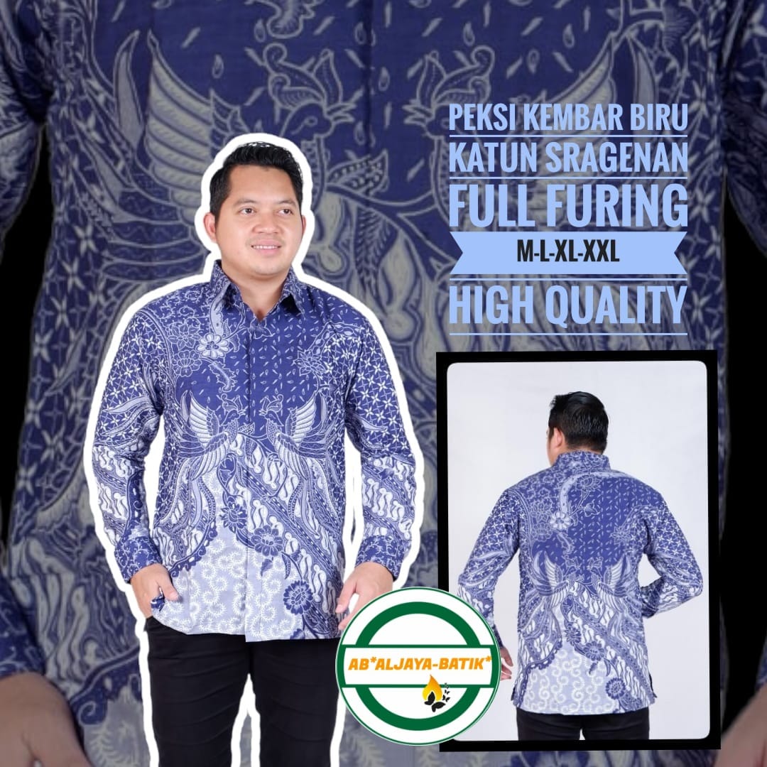 cover-PEKSI KEMBAR BIRU Kemeja Batik Pria Solo Lengan Panjang Lapis Furing BY ALJAYA-1