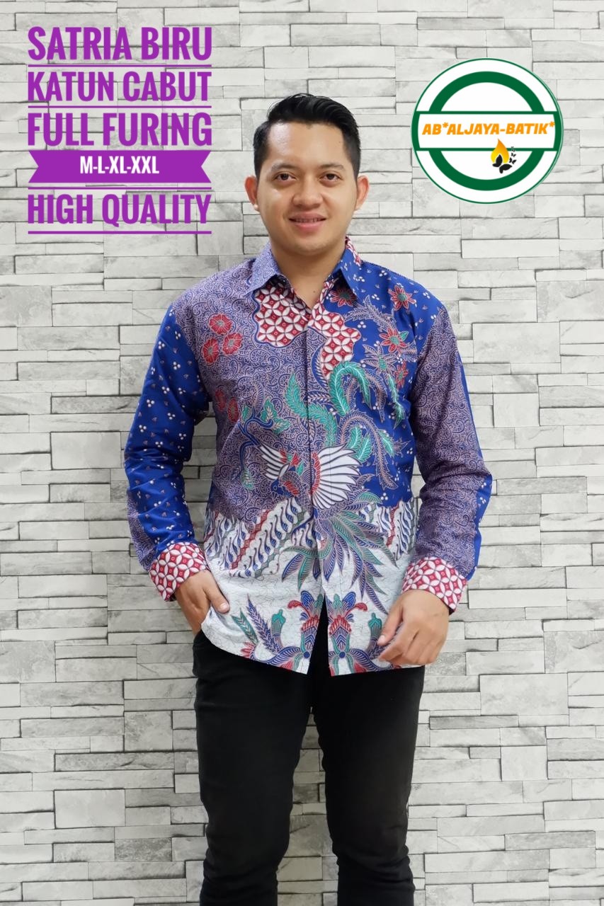 cover-SATRIA BIRU Kemeja Batik Pria Solo Lengan Panjang Lapis Furing BY ALJAYA-1