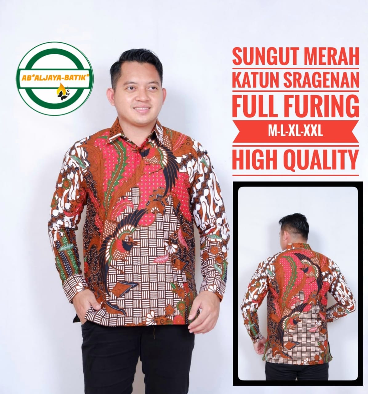 cover-SUNGUT MERAH Kemeja Batik Pria Solo Lengan Panjang Lapis Furing BY ALJAYA-1