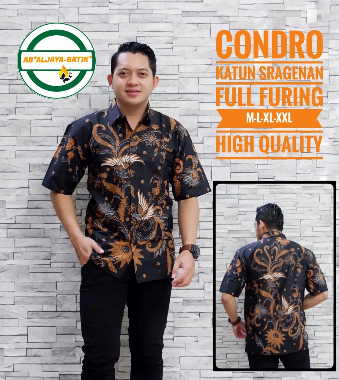 cover-CONDRO ALJAYA Kemeja Batik Pria Solo Lengan Pendek Lapis Furing BY ALJAYA-1