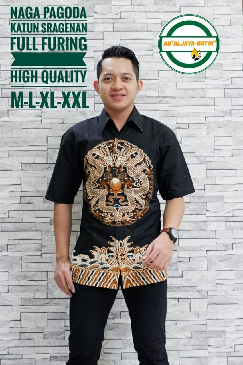 cover-NAGA PAGODA Kemeja Batik Pria Solo Lengan Pendek Lapis Furing BY ALJAYA-1