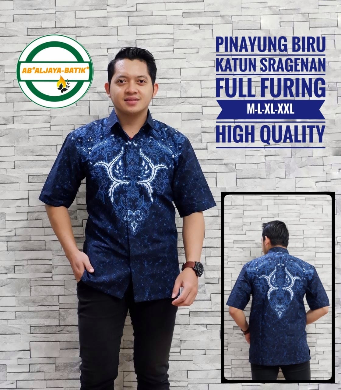 cover-PINAYUNG BIRU Kemeja Batik Pria Solo Lengan Pendek Lapis Furing BY ALJAYA-1