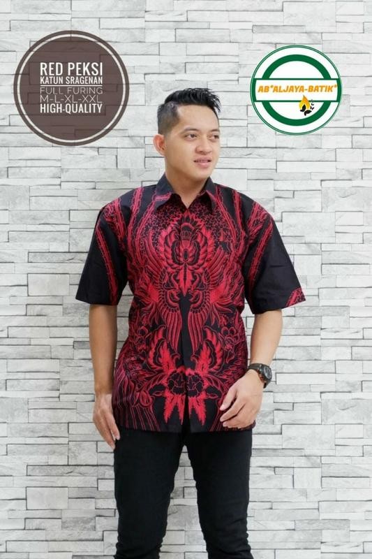 cover-RED PEKSI Kemeja Batik Pria Solo Lengan Pendek Lapis Furing BY ALJAYA-1