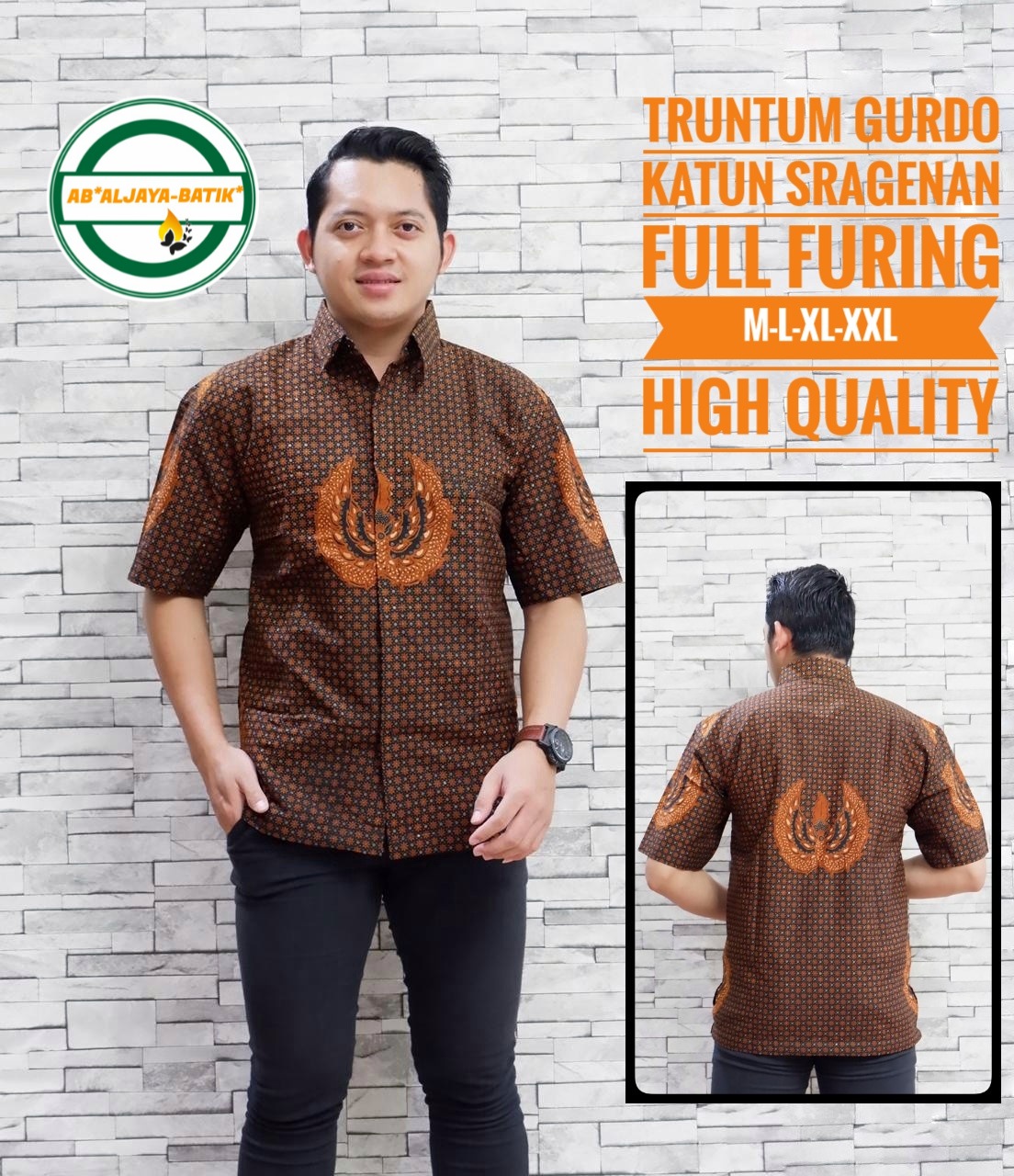 cover-TRUNTUM GURDO Kemeja Batik Pria Solo Lengan Pendek Lapis Furing BY ALJAYA-1