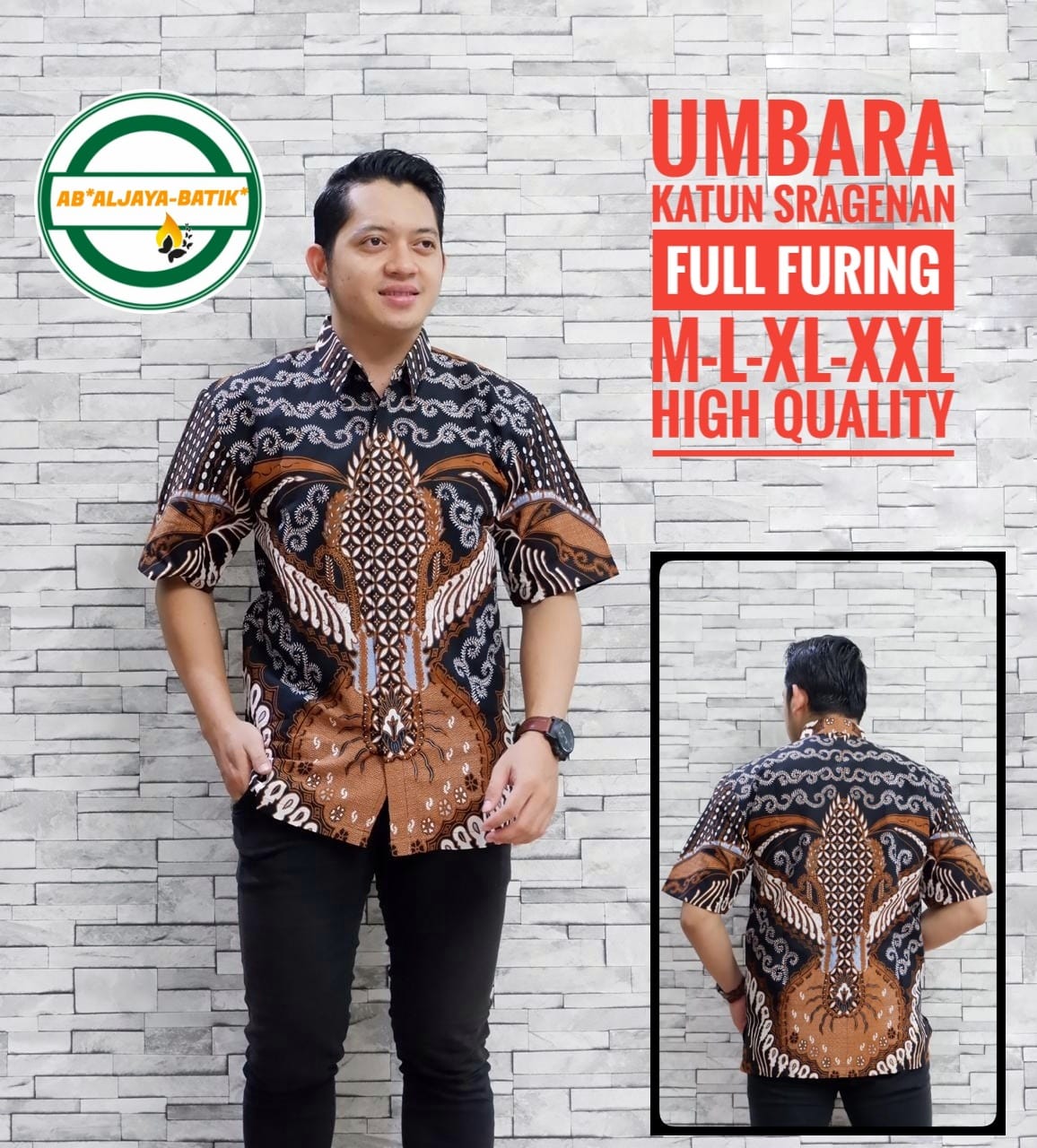 cover-UMBARA Kemeja Batik Pria Solo Lengan Pendek Lapis Furing BY ALJAYA-1