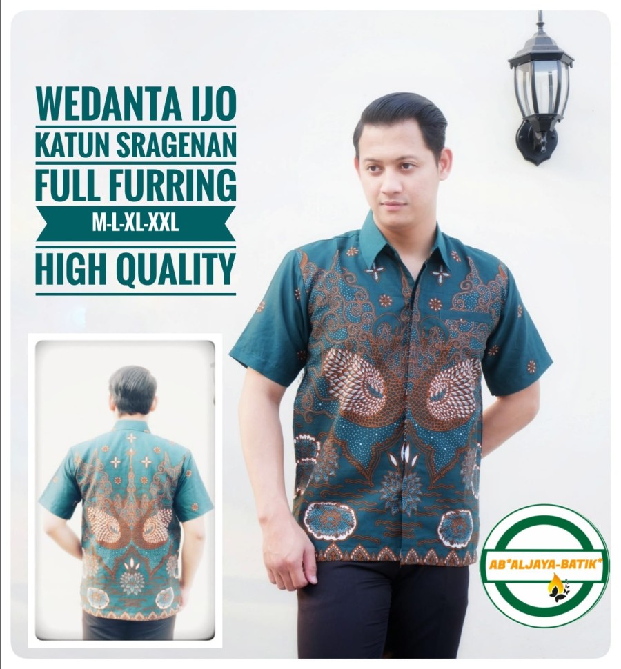 cover-WEDANTA IJO Kemeja Batik Pria Solo Lengan Pendek Lapis Furing BY ALJAYA-1