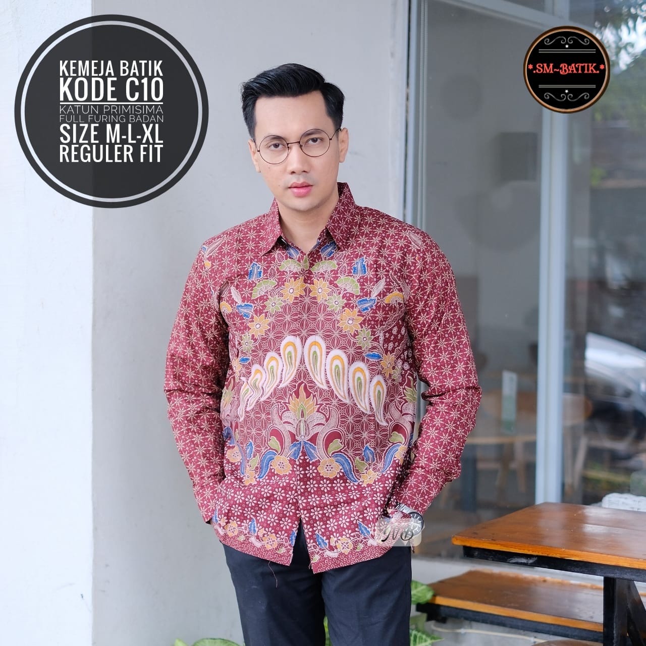 cover-C10 Kemeja Batik Pria Solo Lengan Panjang Lapis Furing BY SM-1