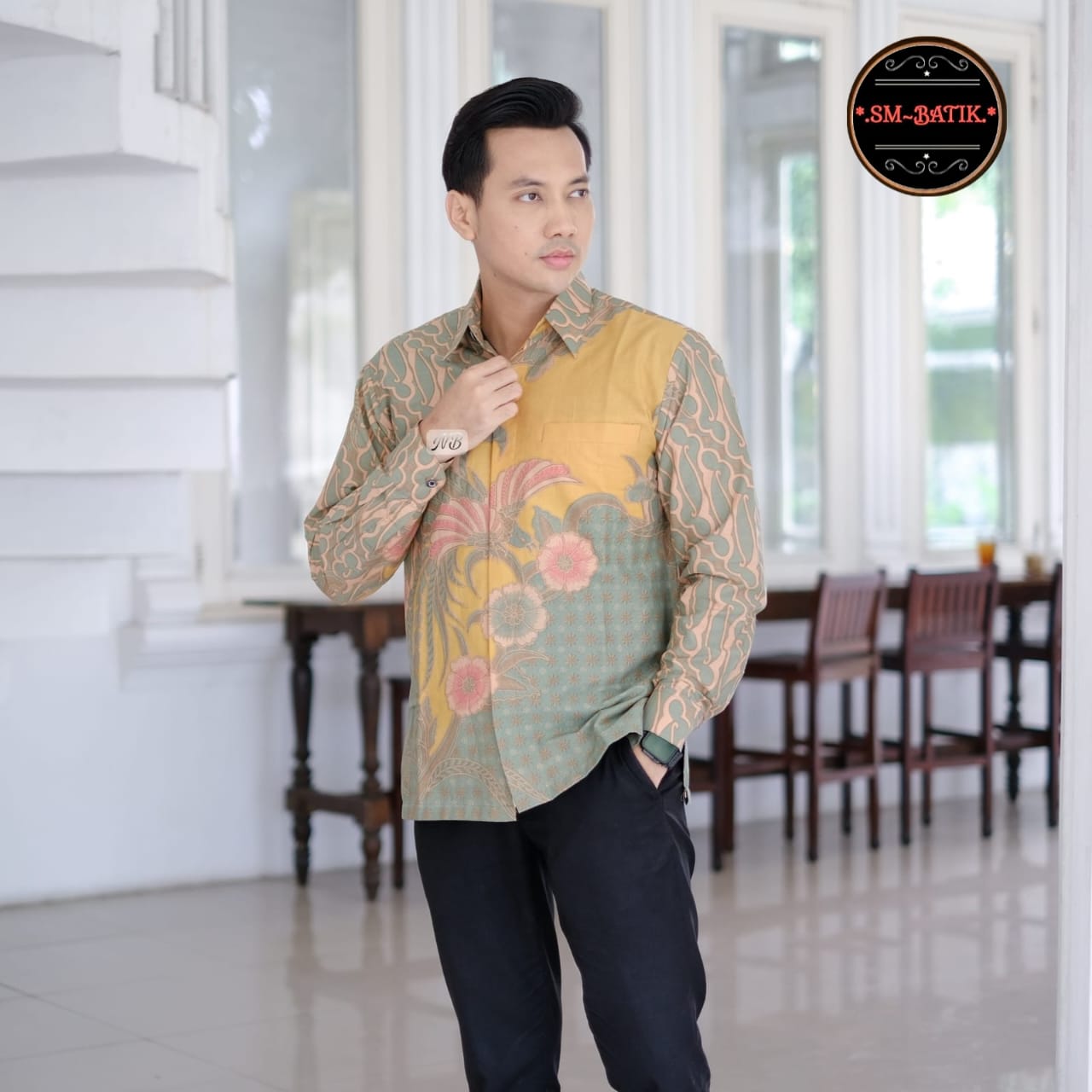 cover-KEMBANG KUNING Kemeja Batik Pria Solo Lengan Panjang Lapis Furing BY SM-1