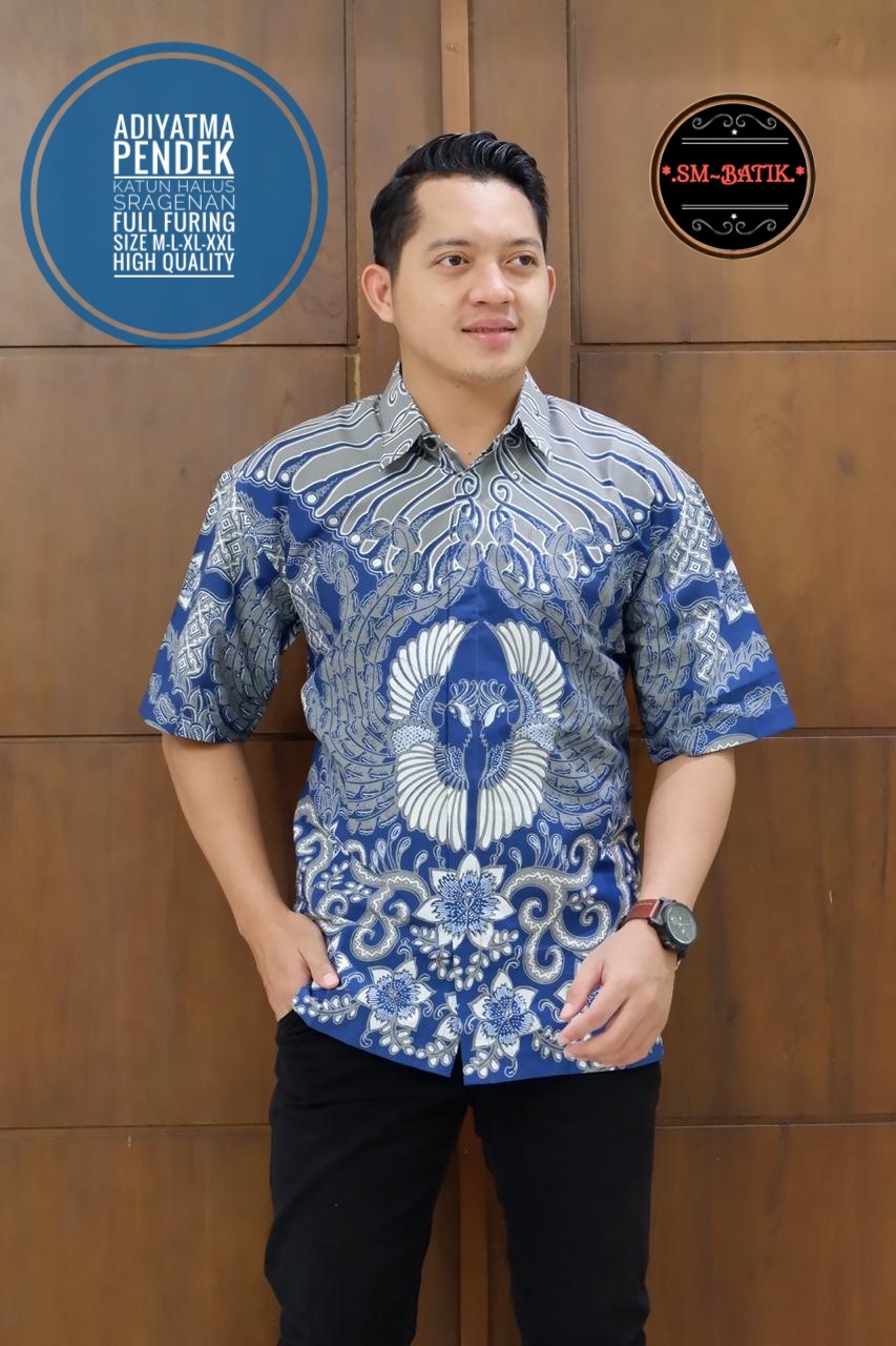 cover-ADIYATMA Kemeja Batik Pria Solo Lengan Pendek Lapis Furing BY SM-1