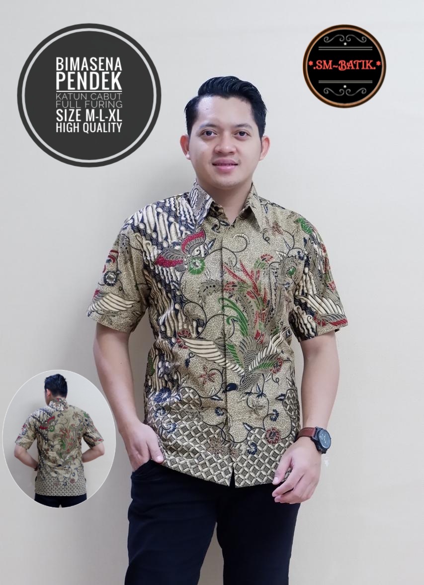 cover-BIMASENA Kemeja Batik Pria Solo Lengan Pendek Lapis Furing BY SM-1