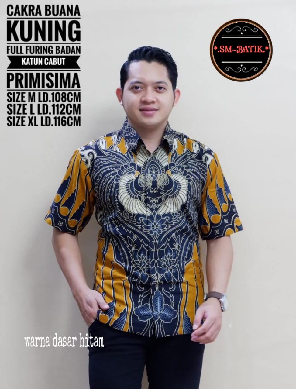 cover-CAKRABUANA KUNING Kemeja Batik Pria Solo Lengan Pendek Lapis Furing BY SM-1