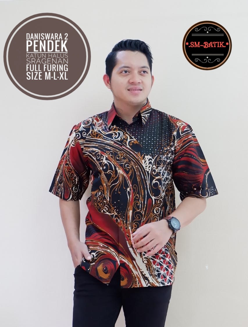 cover-DANISWARA 2 Kemeja Batik Pria Solo Lengan Pendek Lapis Furing BY SM-1