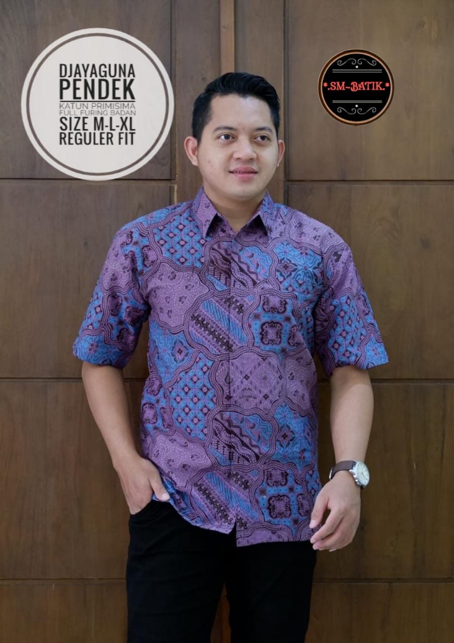 cover-DJAYAGUNA Kemeja Batik Pria Solo Lengan Pendek Lapis Furing BY SM-1