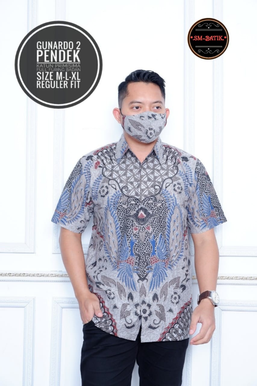 cover-GUNARDO 2 Kemeja Batik Pria Solo Lengan Pendek Lapis Furing BY SM-1