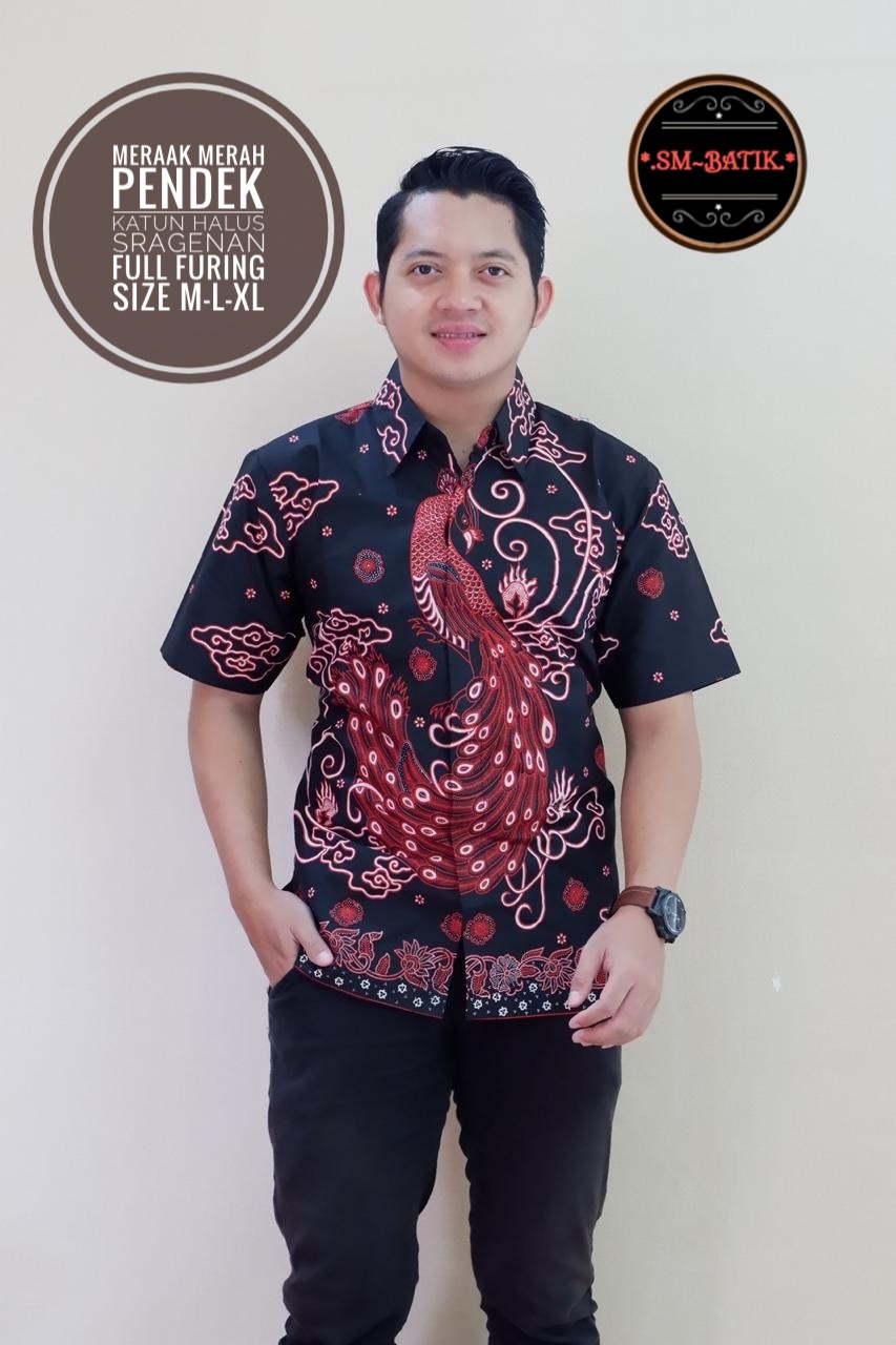 cover-MERAK MERAH Kemeja Batik Pria Solo Lengan Pendek Lapis Furing BY SM-1
