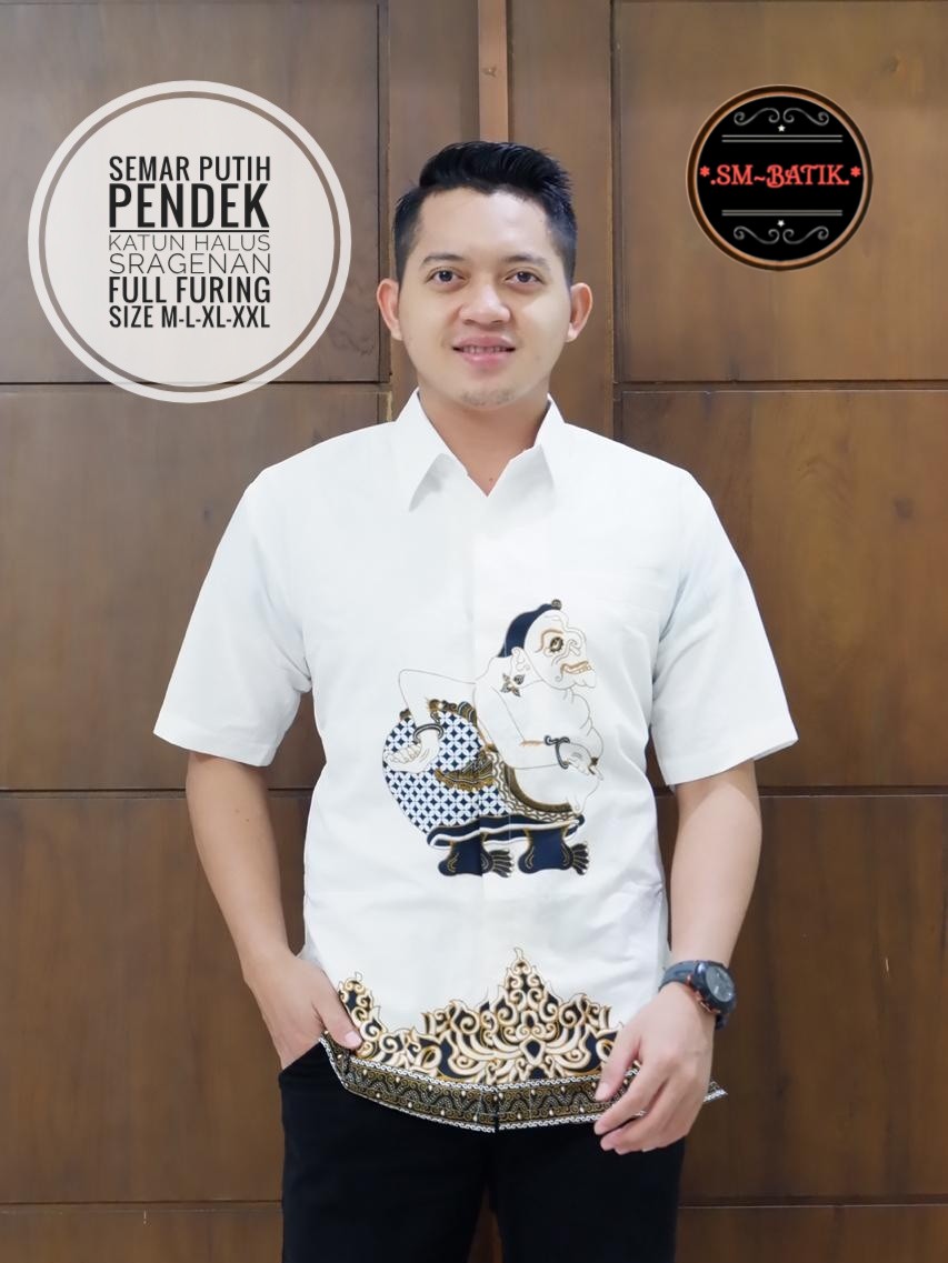 cover-SEMAR PUTIH Kemeja Batik Pria Solo Lengan Pendek Lapis Furing BY SM-1