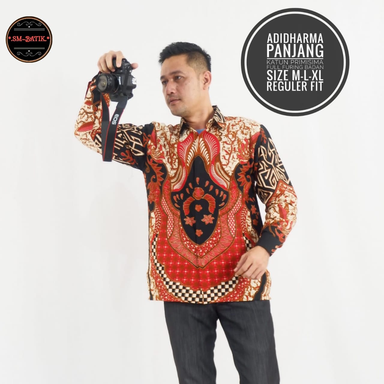 cover-ADIDHARMA Kemeja Batik Pria Solo Lengan Panjang Lapis Furing BY SM-1