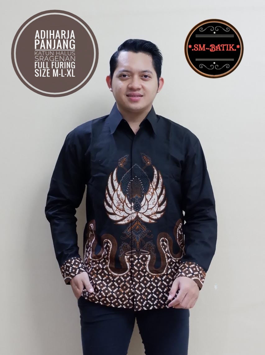 cover-ADIHARJA Kemeja Batik Pria Solo Lengan Panjang Lapis Furing BY SM-1