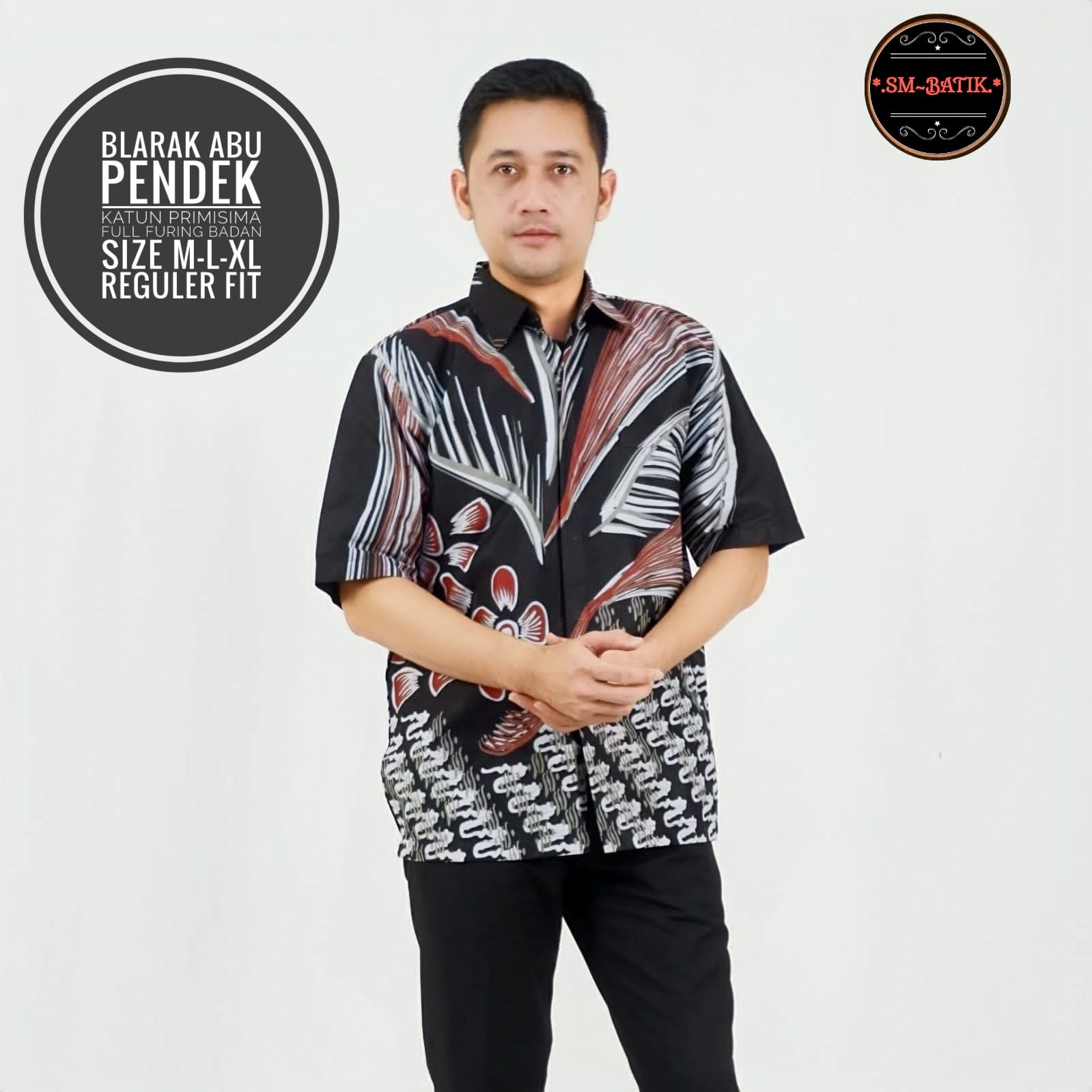 cover-BLARAK ABU Kemeja Batik Pria Solo Lengan Pendek Lapis Furing BY SM-1