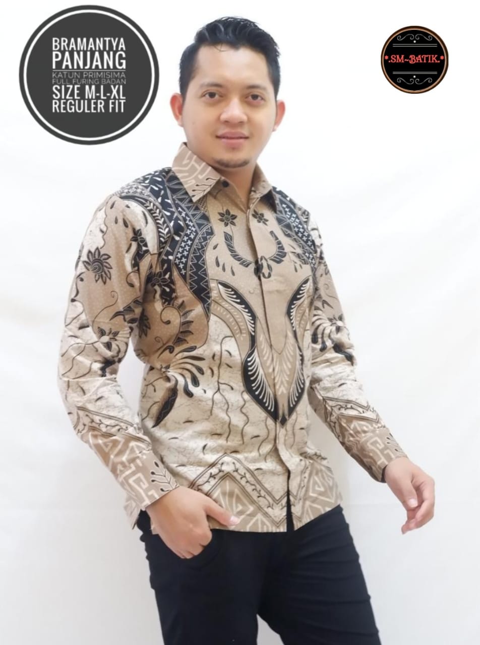 cover-BRAMANTYA Kemeja Batik Pria Solo Lengan Panjang Lapis Furing BY SM-1