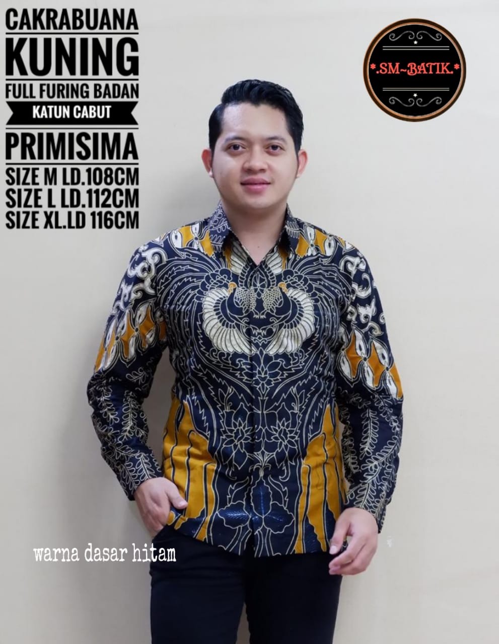 cover-CAKRABUANA KUNING Kemeja Batik Pria Solo Lengan Panjang Lapis Furing BY SM-1