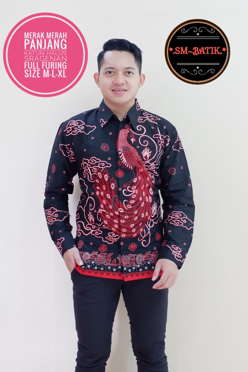 cover-MERAK MERAH Kemeja Batik Pria Solo Lengan Panjang Lapis Furing BY SM-1