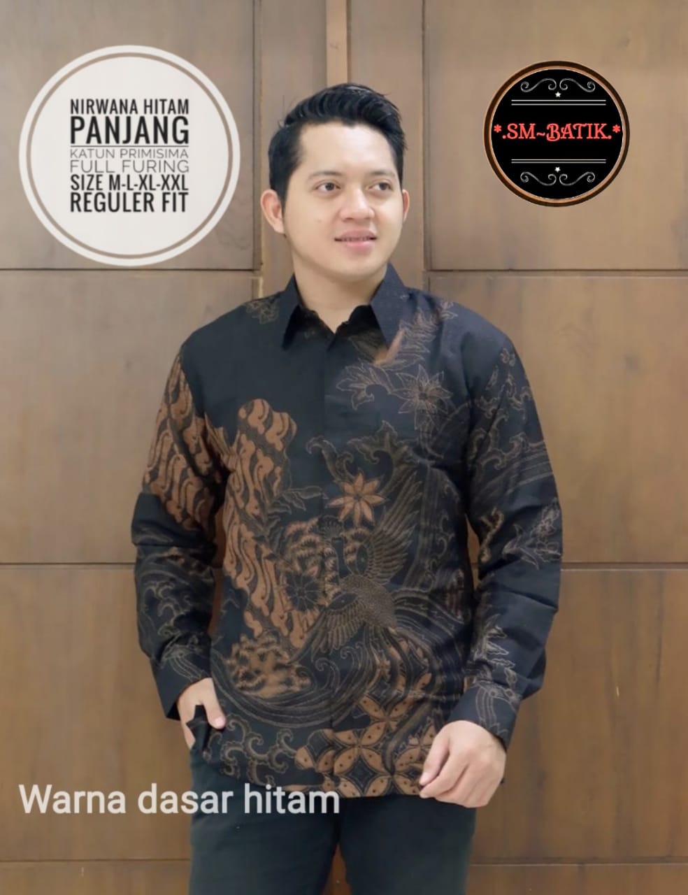 cover-NIRWANA HITAM Kemeja Batik Pria Solo Lengan Panjang Lapis Furing BY SM-1