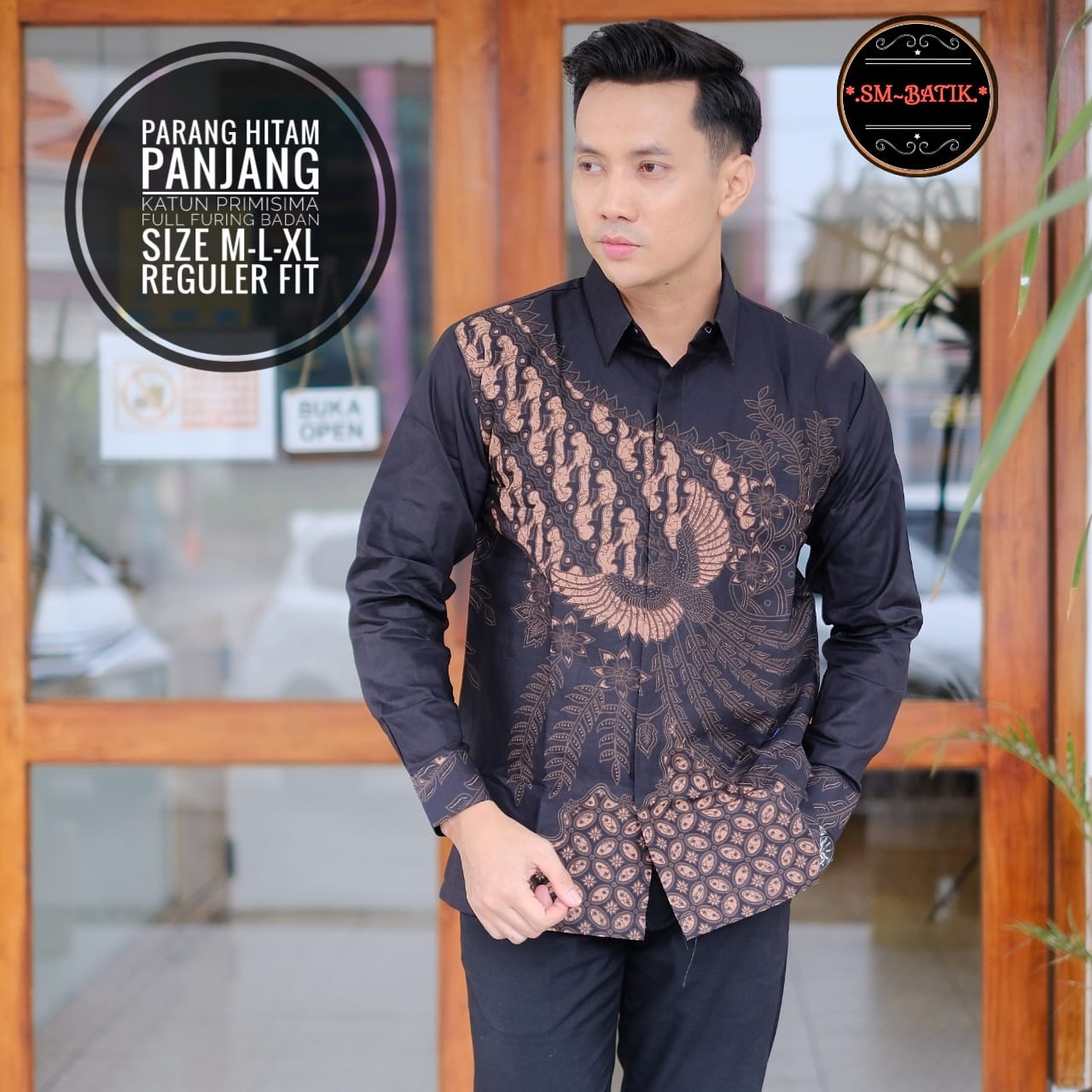 cover-PARANG HITAM Kemeja Batik Pria Solo Lengan Panjang Lapis Furing BY SM-1