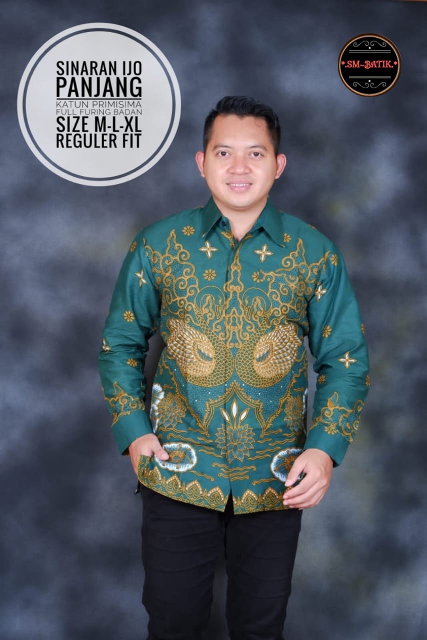 cover-SINARAN IJO Kemeja Batik Pria Solo Lengan Panjang Lapis Furing BY SM-1
