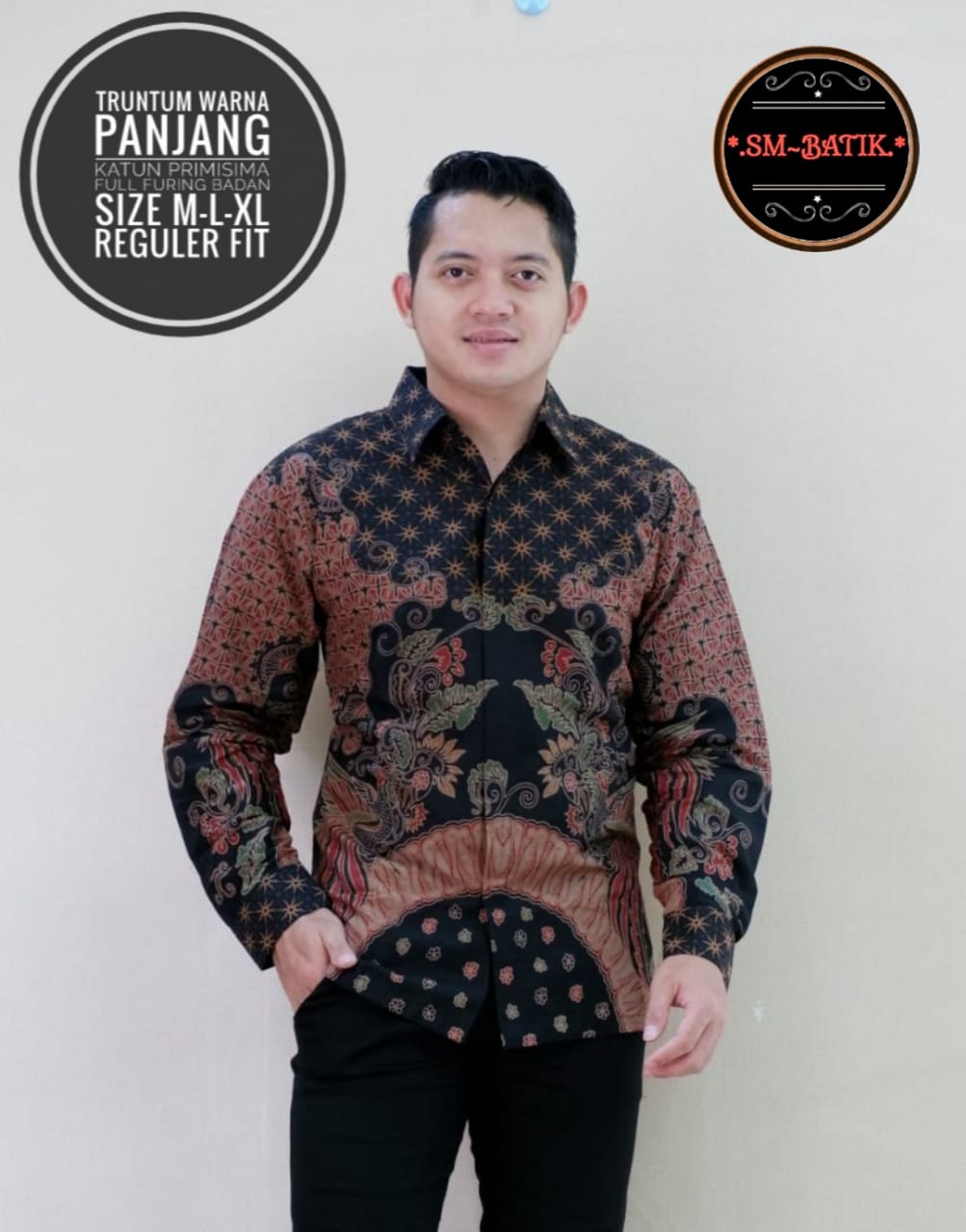 cover-TRUNTUM WARNA Kemeja Batik Pria Solo Lengan Panjang Lapis Furing BY SM-1