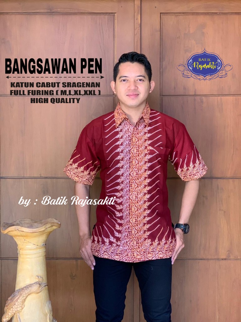 cover-BANGSAWAN MERAH KEMEJA BATIK PRIA SOLO LENGAN PENDEK LAPIS FURING BY RAJASAKTI-1