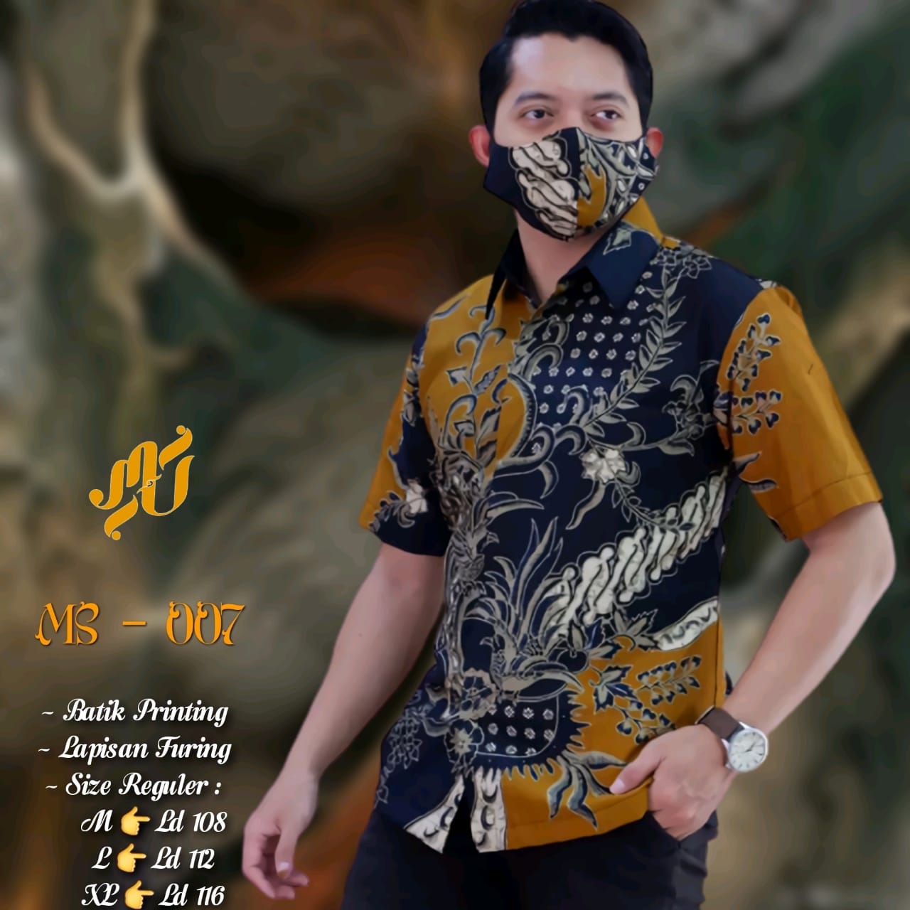 cover-MS 007 Kemeja Batik Pria Solo Lengan Pendek Lapis Furing BY MUKTI UTOMO-1