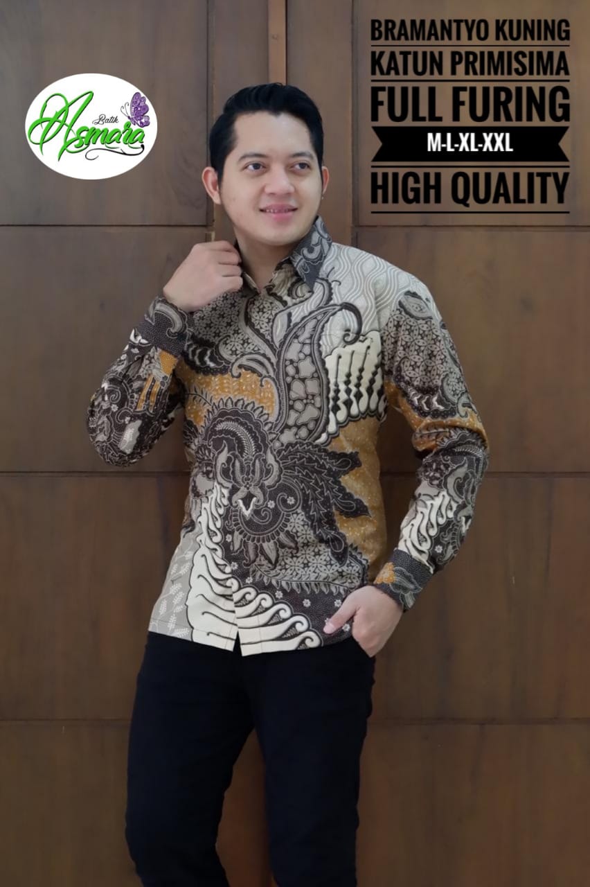 cover-BRAMANTYO KUNING Kemeja Batik Pria Solo Lengan Panjang Lapis Furing BY ASMARA-1