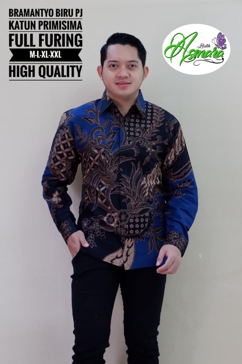 cover-BRAMANTYO BIRU Kemeja Batik Pria Solo Lengan Panjang Lapis Furing BY ASMARA-1
