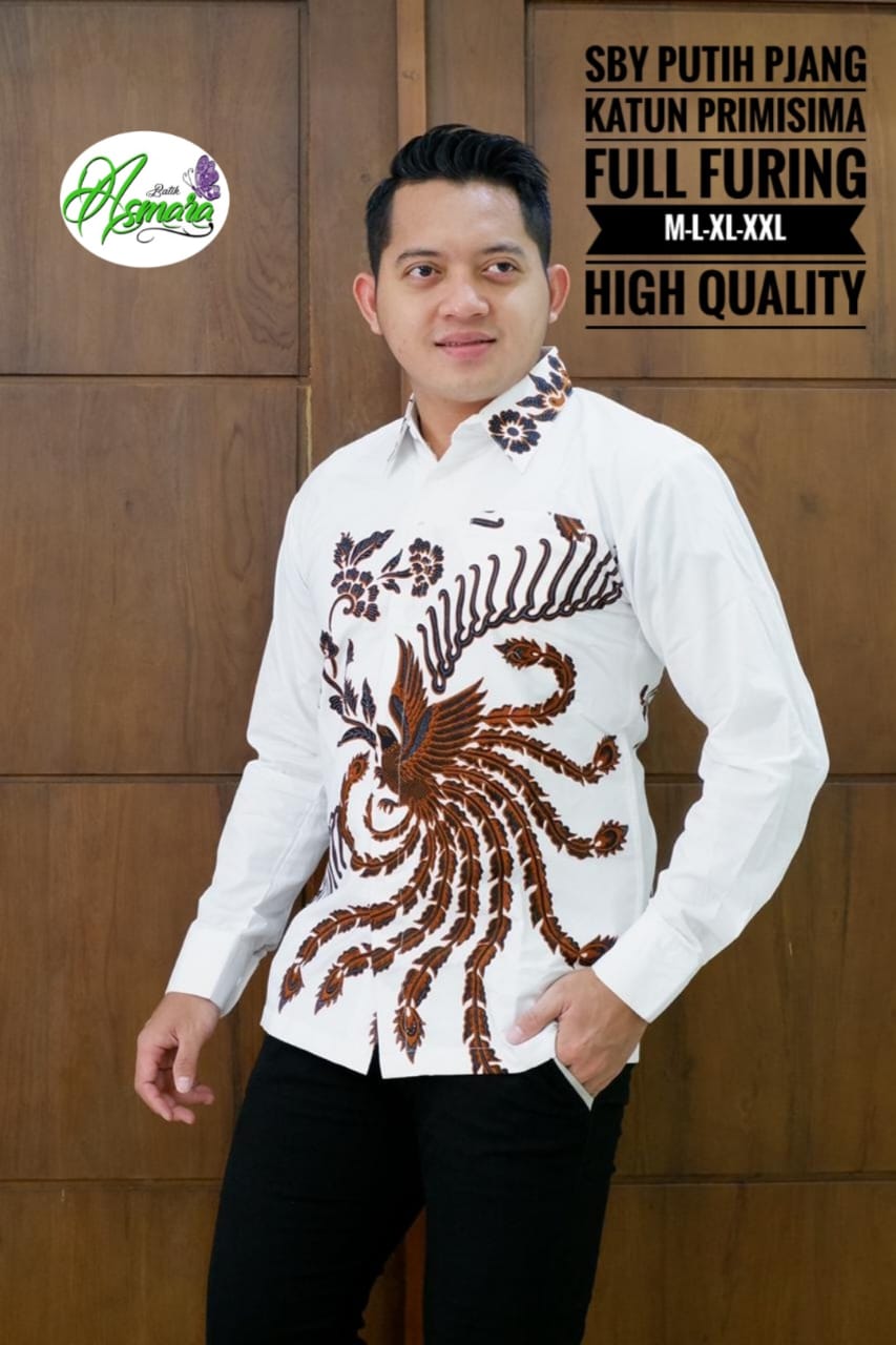 cover-SBY PUTIH Kemeja Batik Pria Solo Lengan Panjang Lapis Furing BY ASMARA-1
