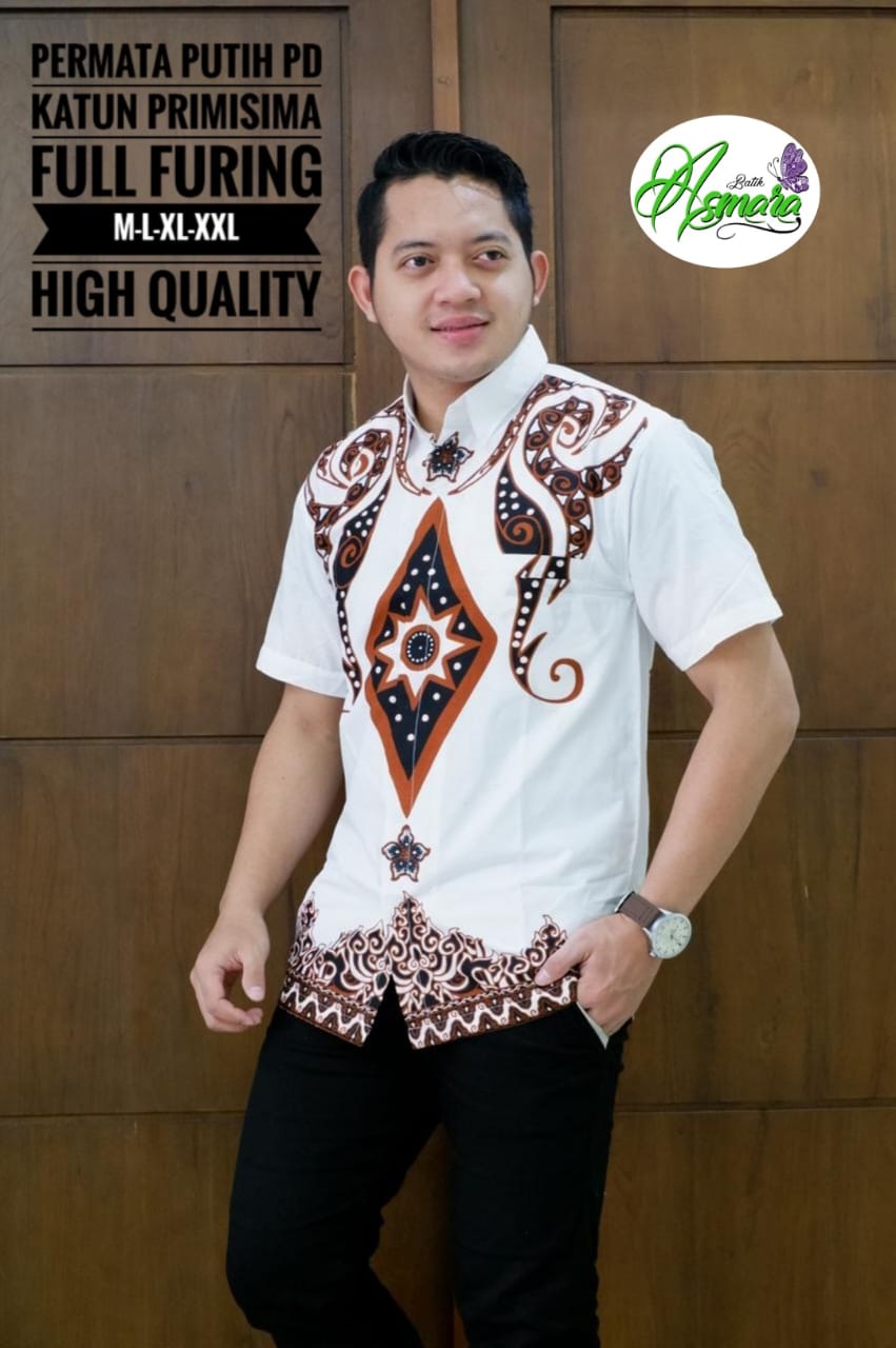 cover-PERMATA PUTIH Kemeja Batik Pria Solo Lengan Pendek Lapis Furing BY ASMARA-1