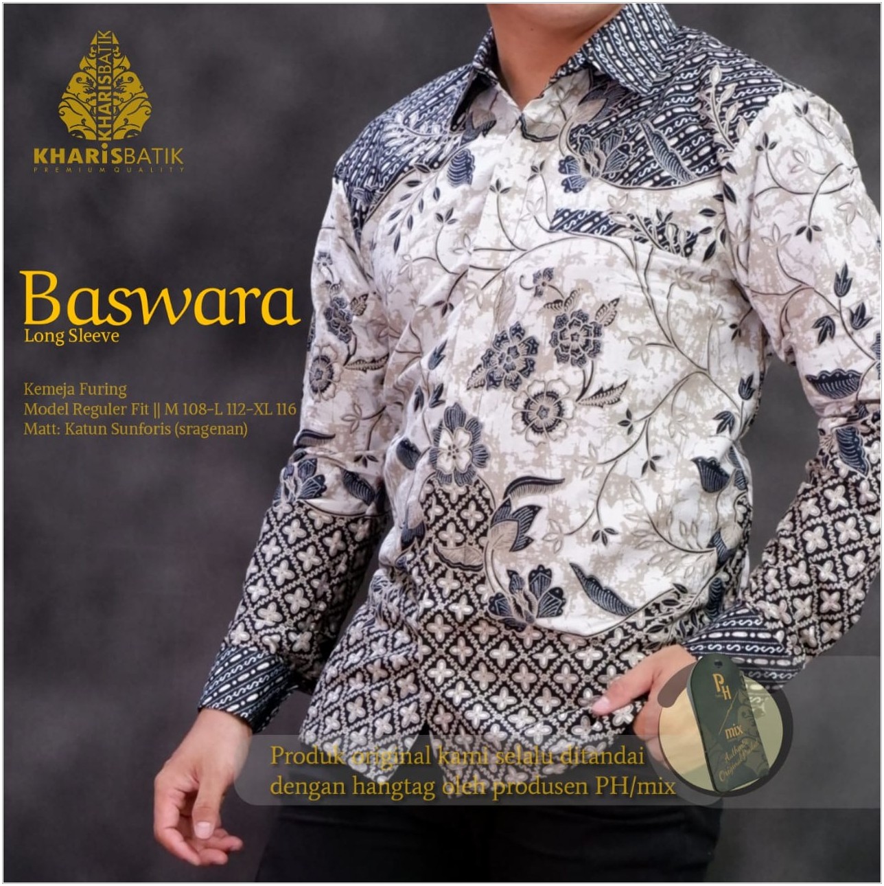 cover-BASWARA Kemeja Batik Pria Solo Lengan Panjang Lapis Furing BY KHARIS-1