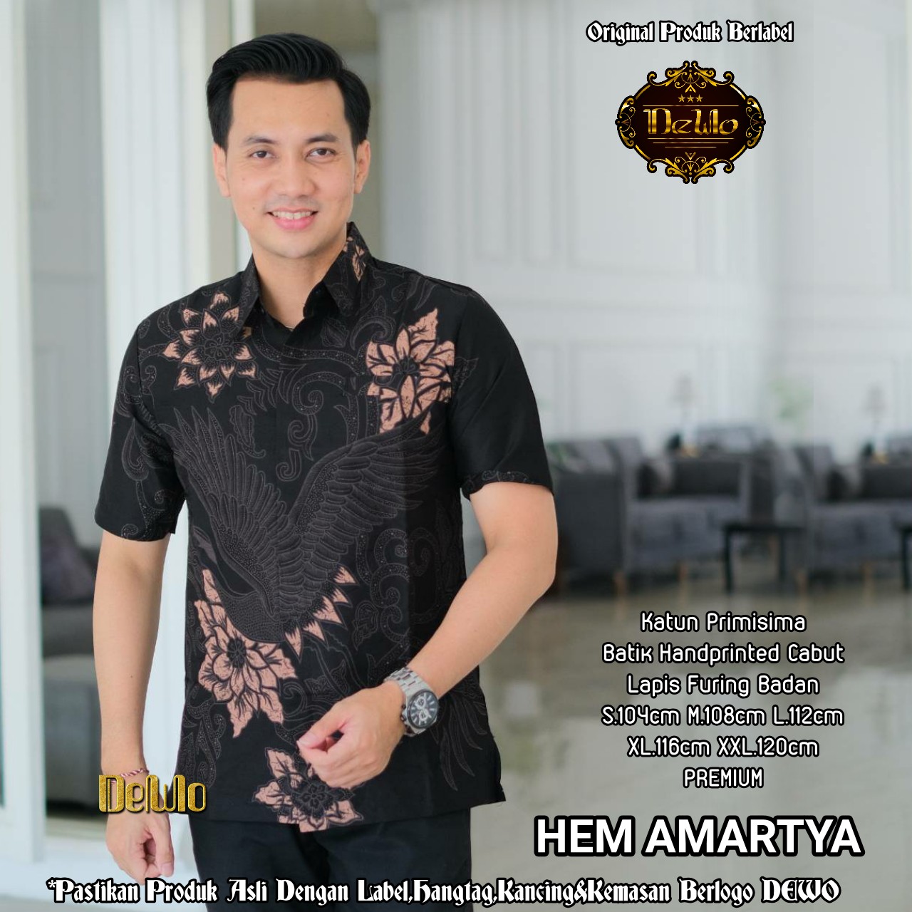 cover-AMARTYA Kemeja Batik Pria Solo Lengan Pendek Lapis Furing BY DEWO-1